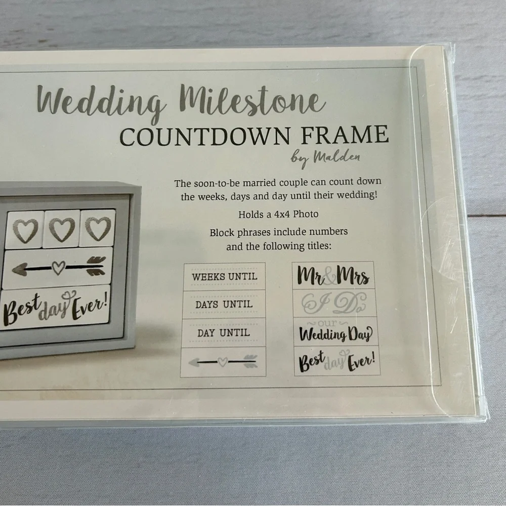 Wedding Calendar Engagement Countdown & Photo Frame | Malden | Freestanding Box